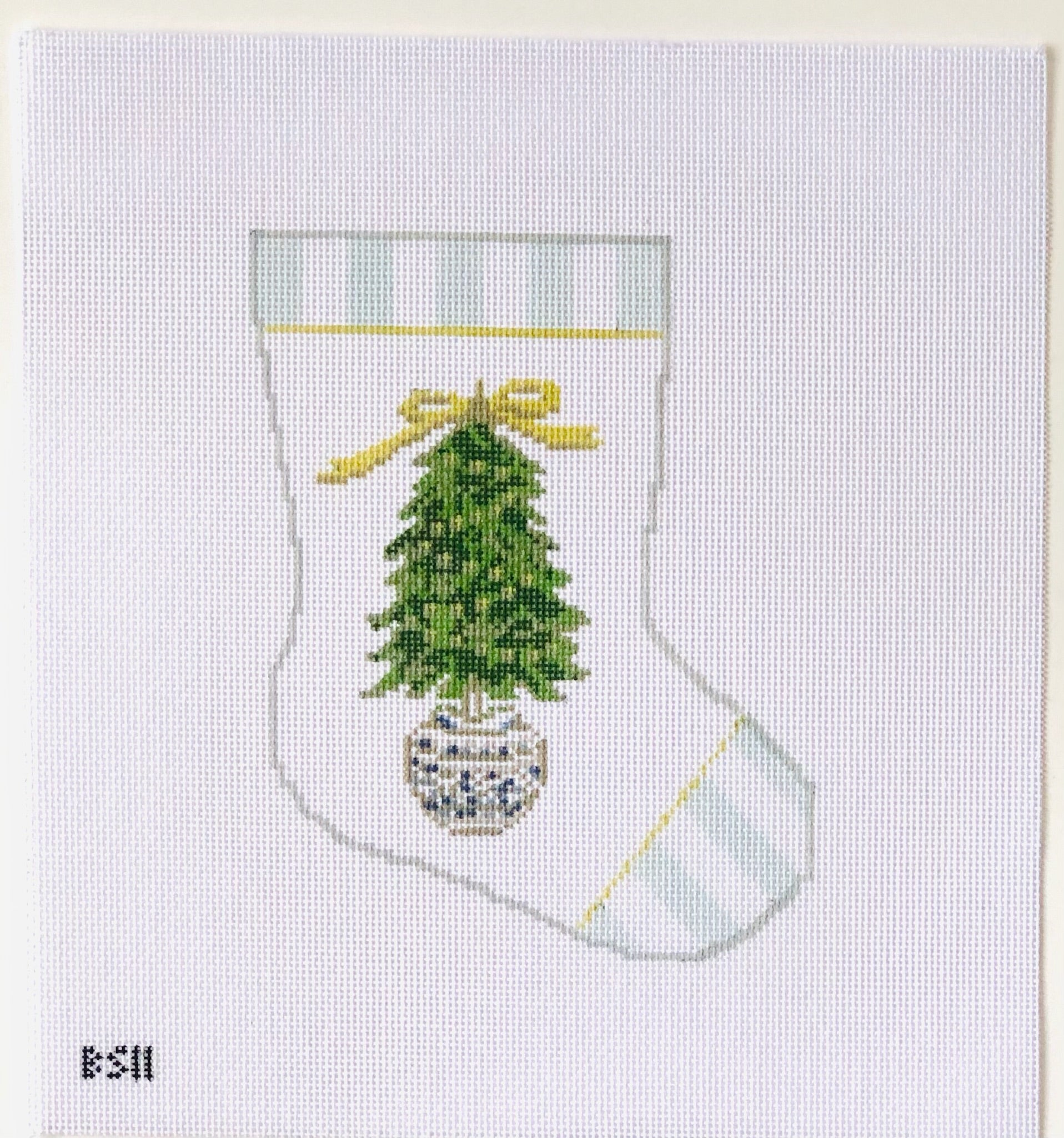 Trim the Tree Ornament Sized Stocking Canvas - KC Needlepoint