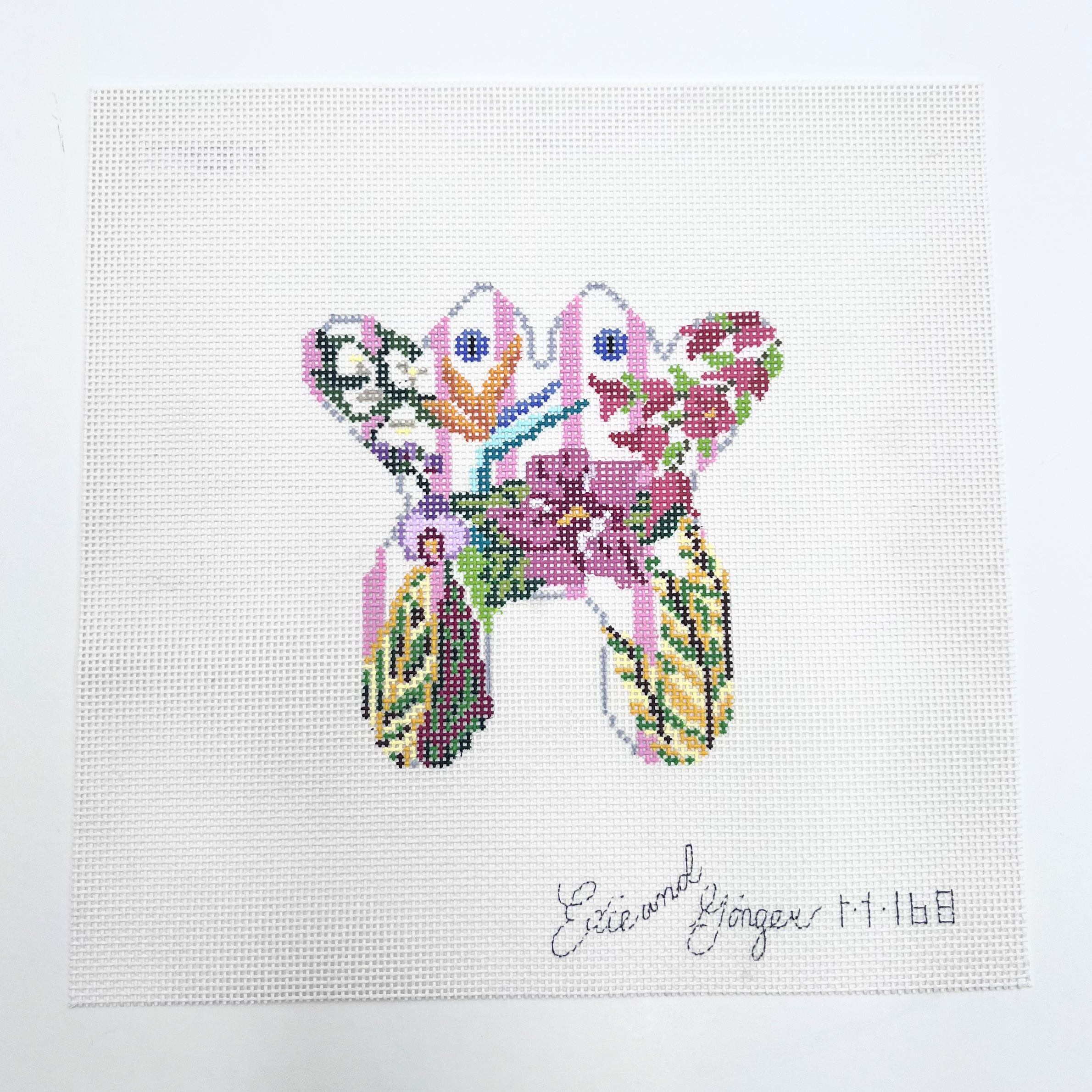 Mini Southern Flowers Frog Canvas - KC Needlepoint