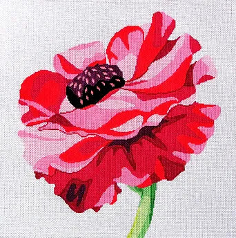Regal Poppy Needlepoint Canvas - KC Needlepoint