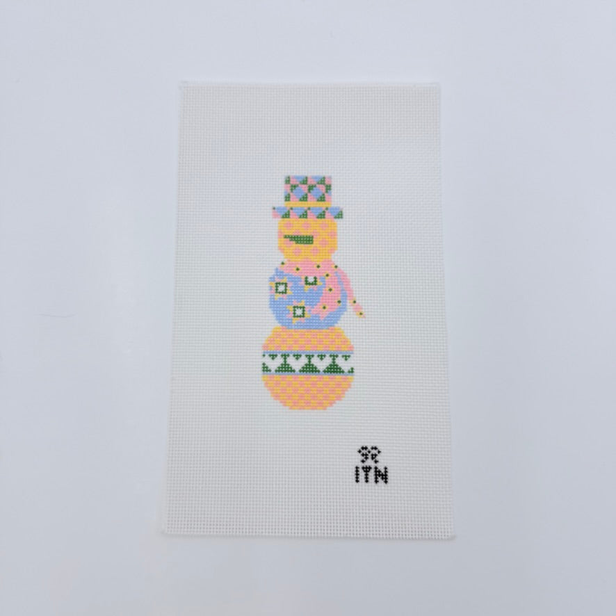 Quilted Snowman Canvas - KC Needlepoint