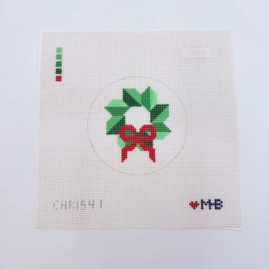 Home for the Holidays Wreath Round Canvas - KC Needlepoint