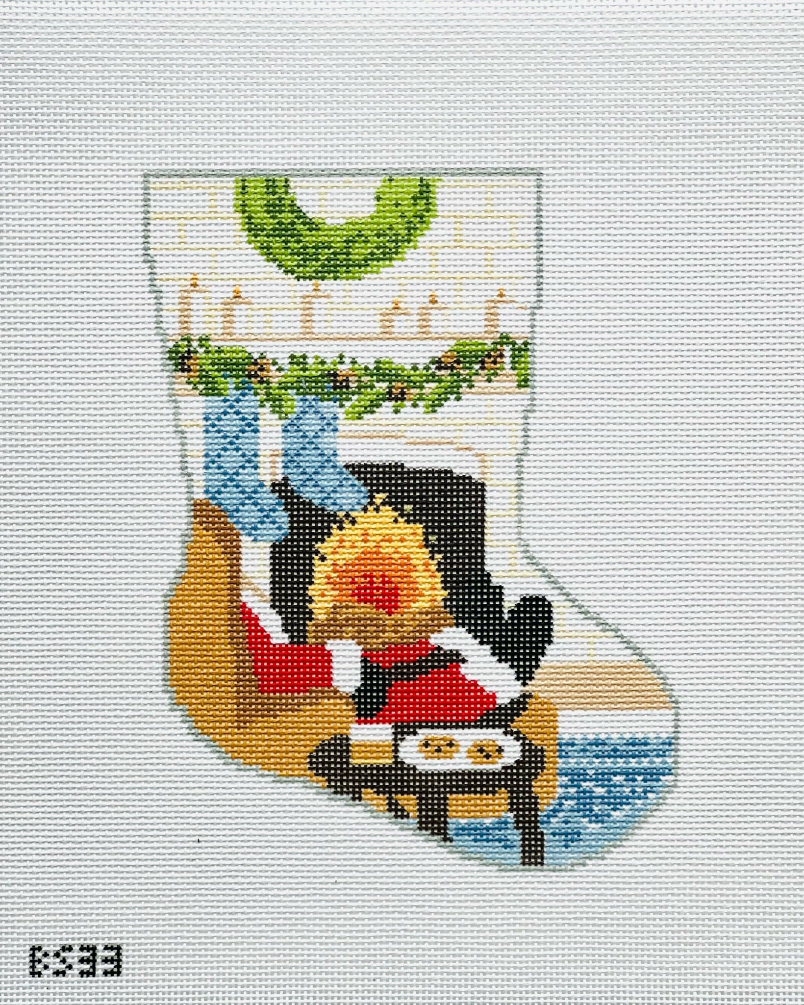 Santa's Nightcap Ornament Sized Stocking Canvas - KC Needlepoint