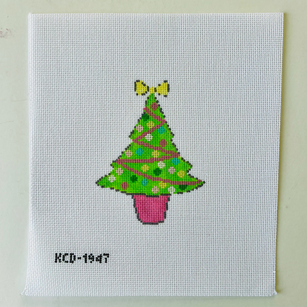 Green Tree with Ornaments Canvas - KC Needlepoint