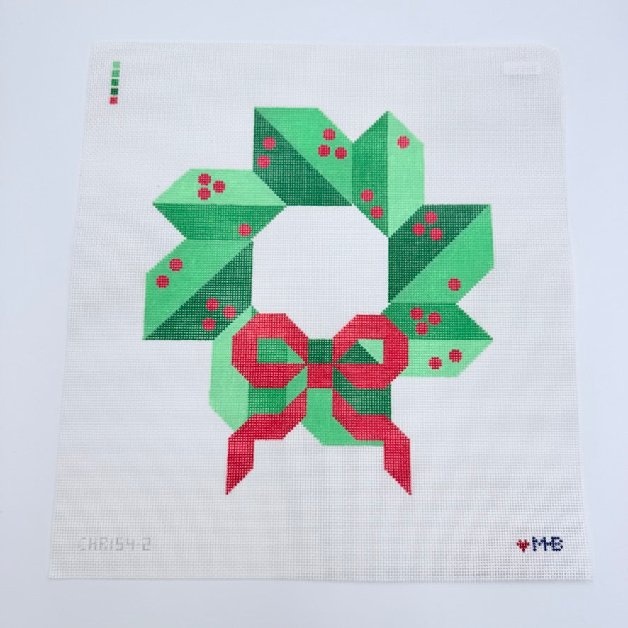 Home for the Holidays Berry Wreath Canvas - KC Needlepoint