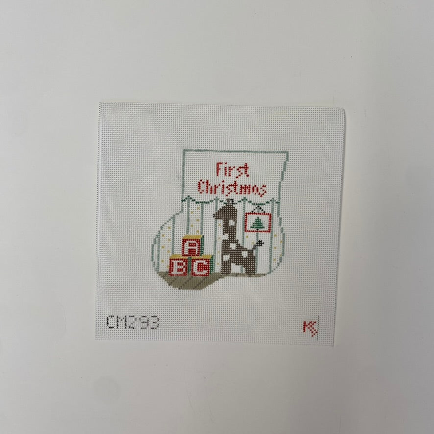 First Christmas Mini Sock Canvas - KC Needlepoint