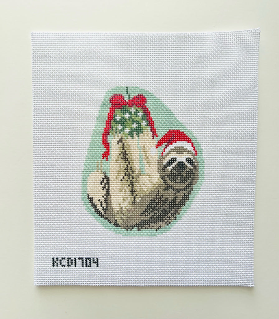 Holiday Sloth Canvas - KC Needlepoint