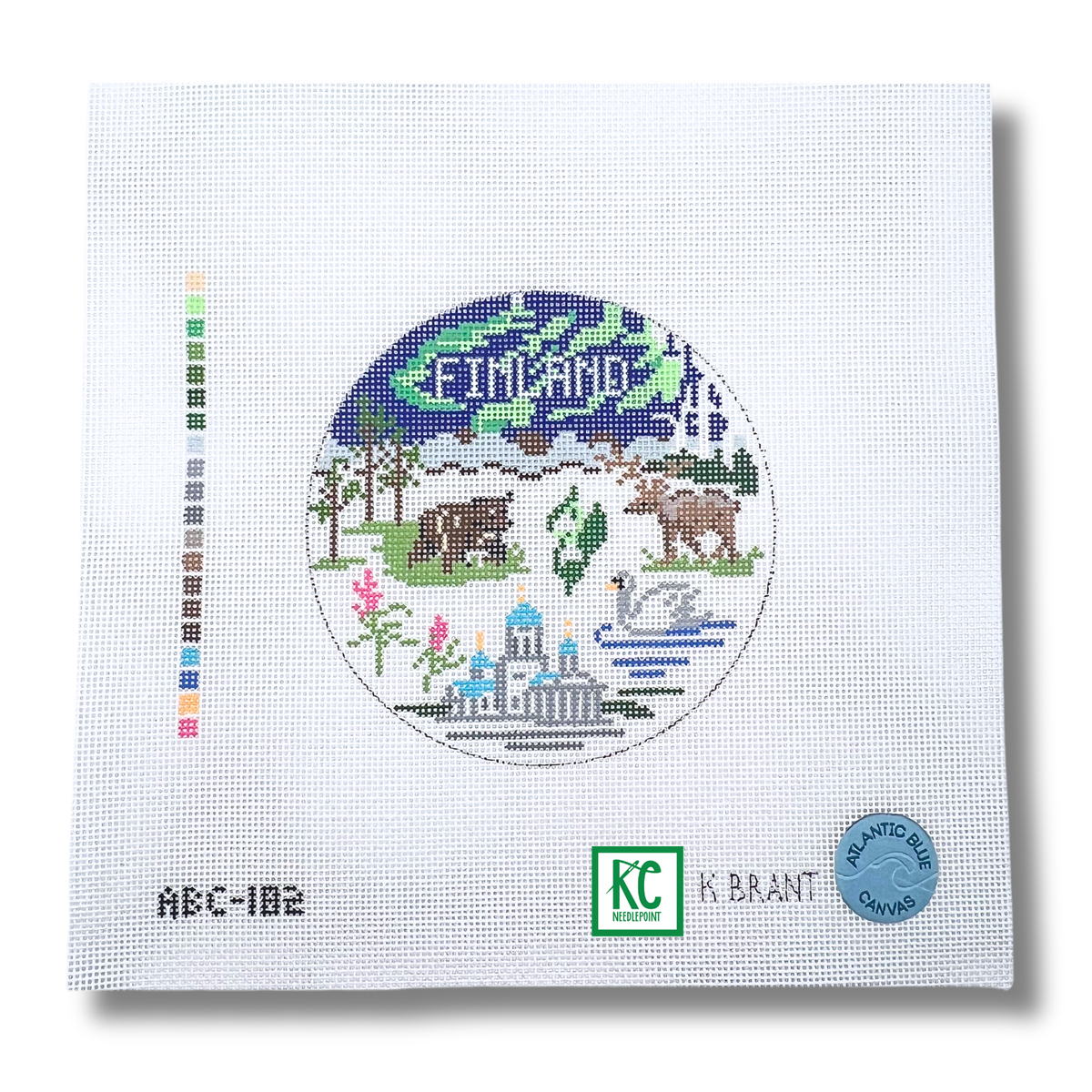 Finland Travel Round Canvas - KC Needlepoint