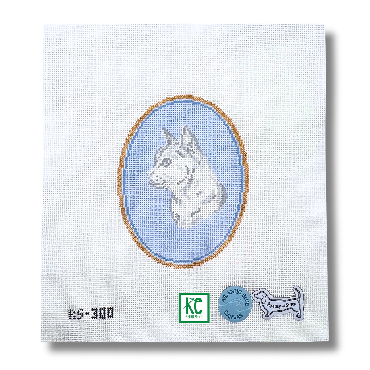 The Short Haired Cat Cameo Canvas - KC Needlepoint