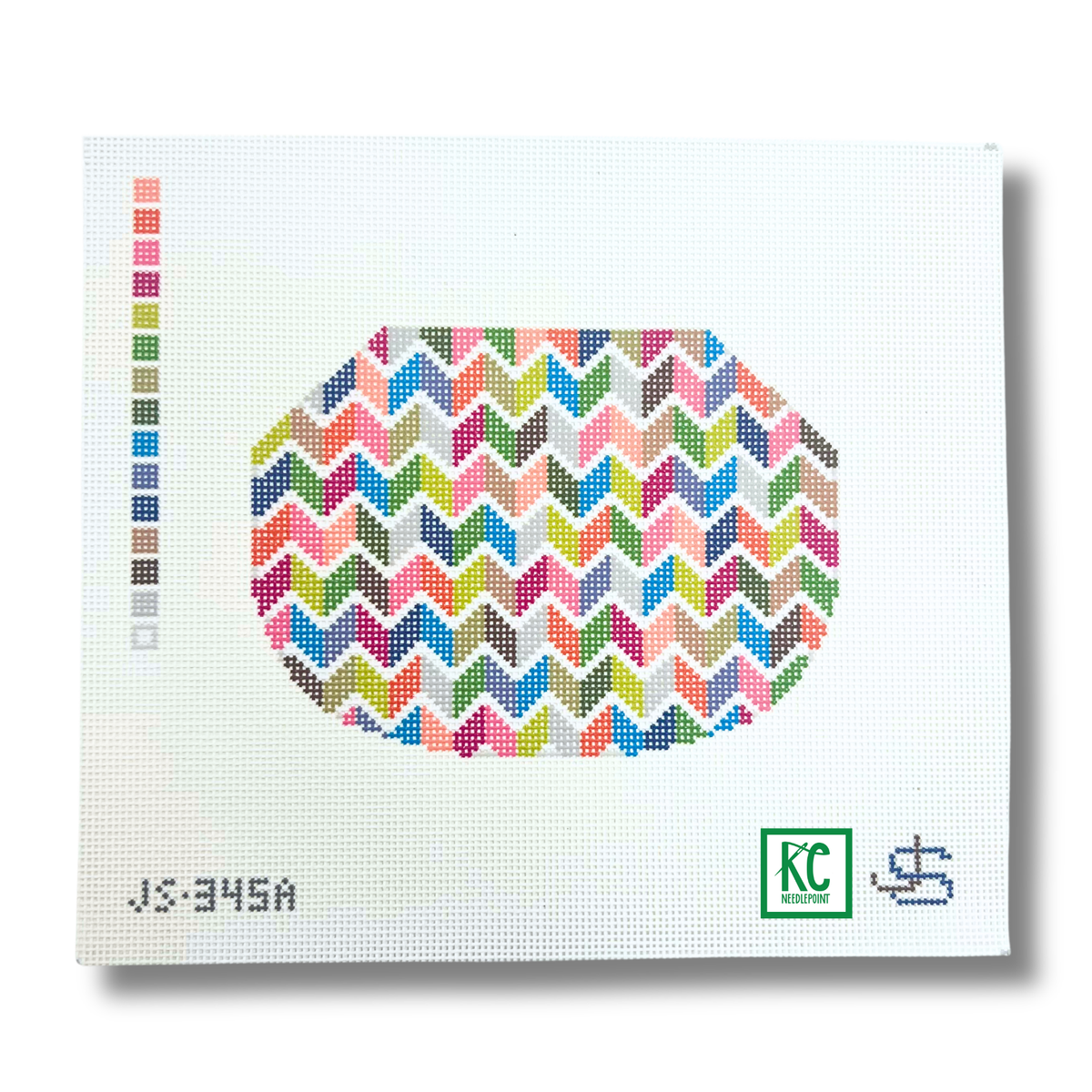 Chevron Stripe Kiss Lock Bag Canvas - KC Needlepoint