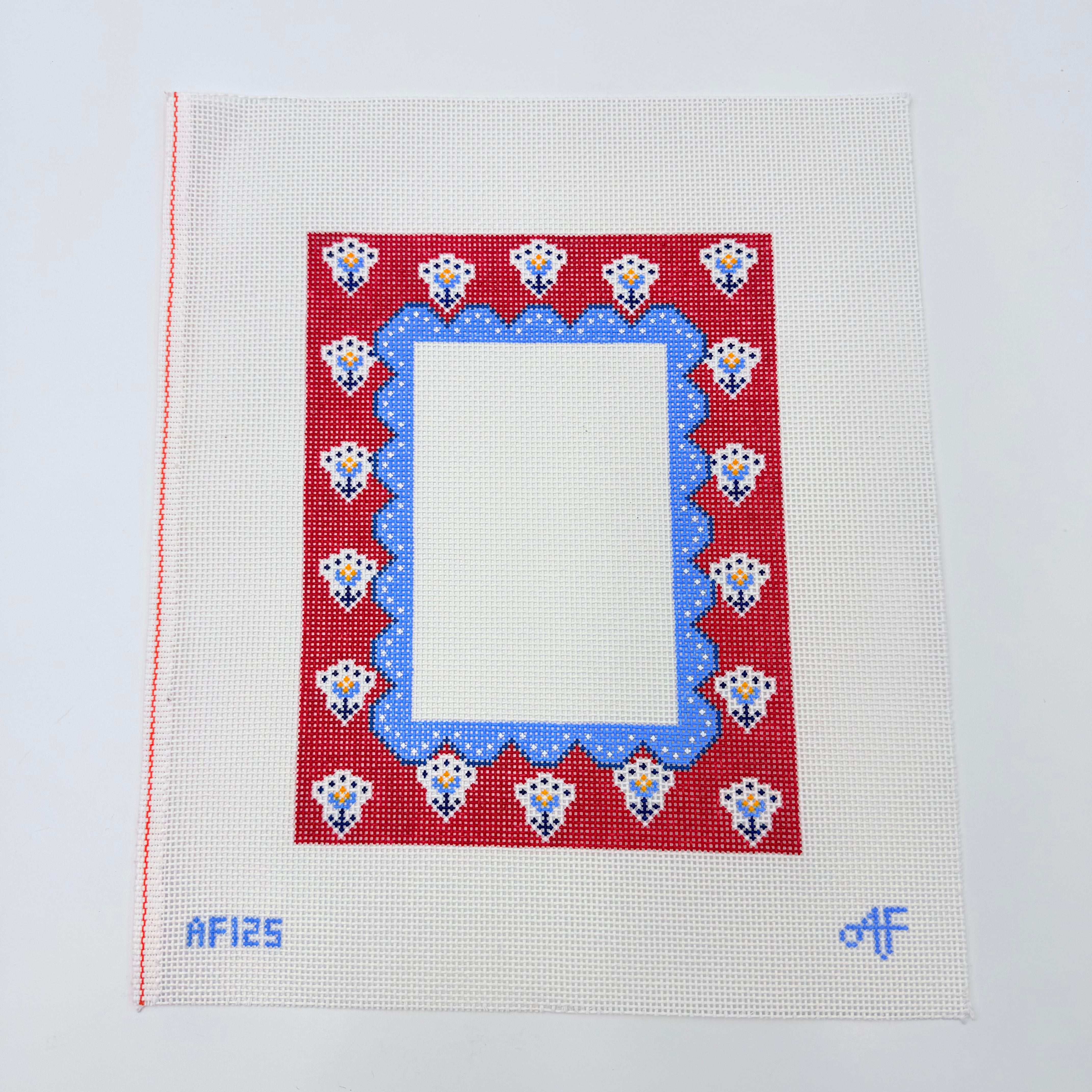 Red and Blue Frame Canvas - KC Needlepoint