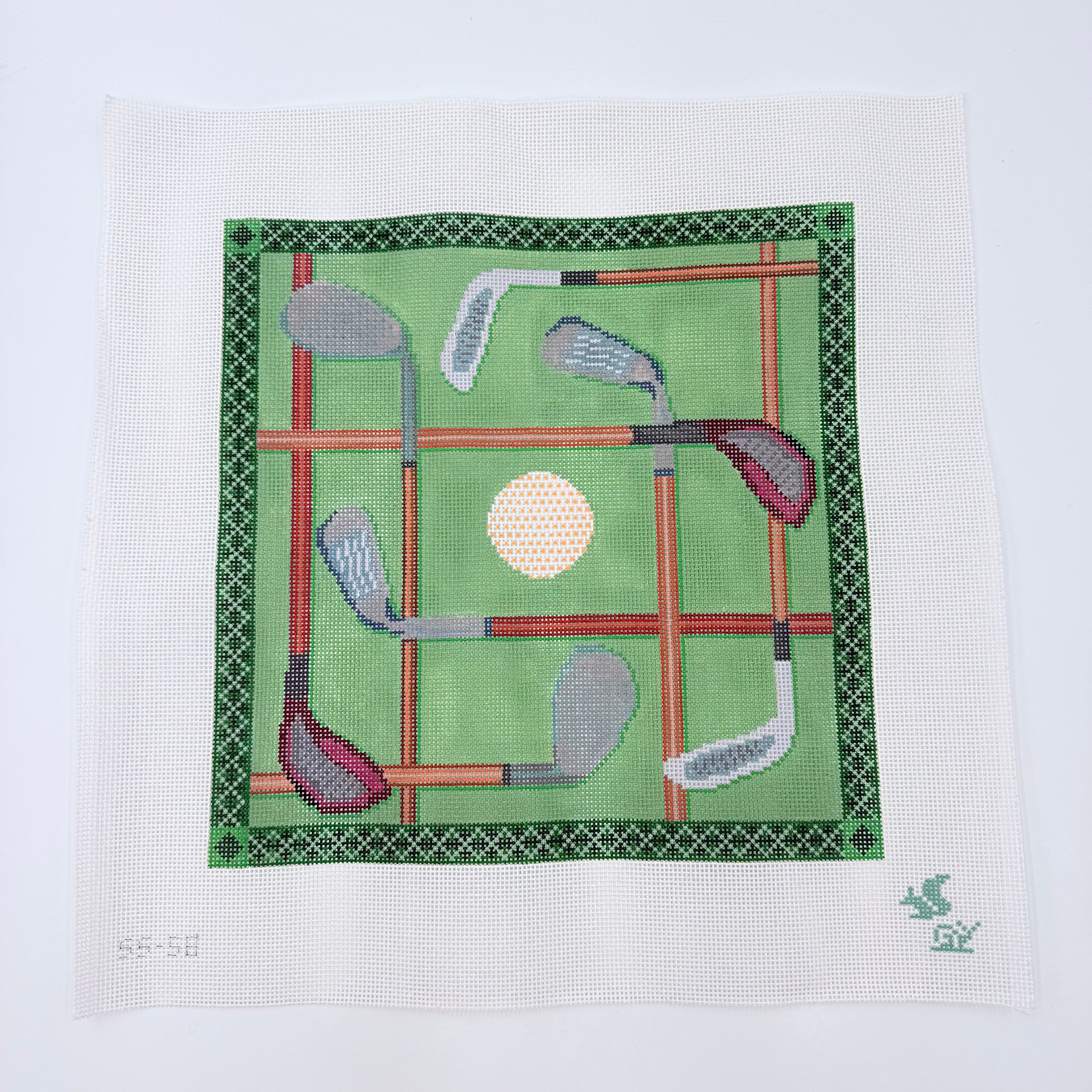 Vintage Golf Pillow Canvas - KC Needlepoint