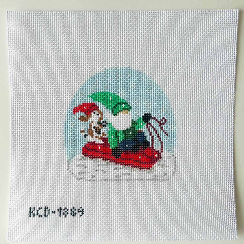 Buddy the Gnome with His Puppy Canvas - KC Needlepoint