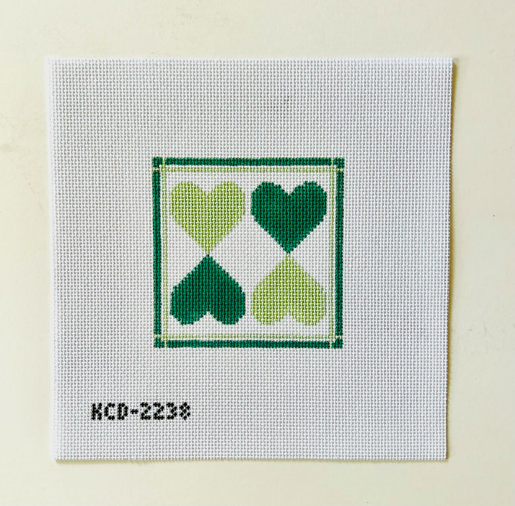 Green Hearts Canvas - KC Needlepoint