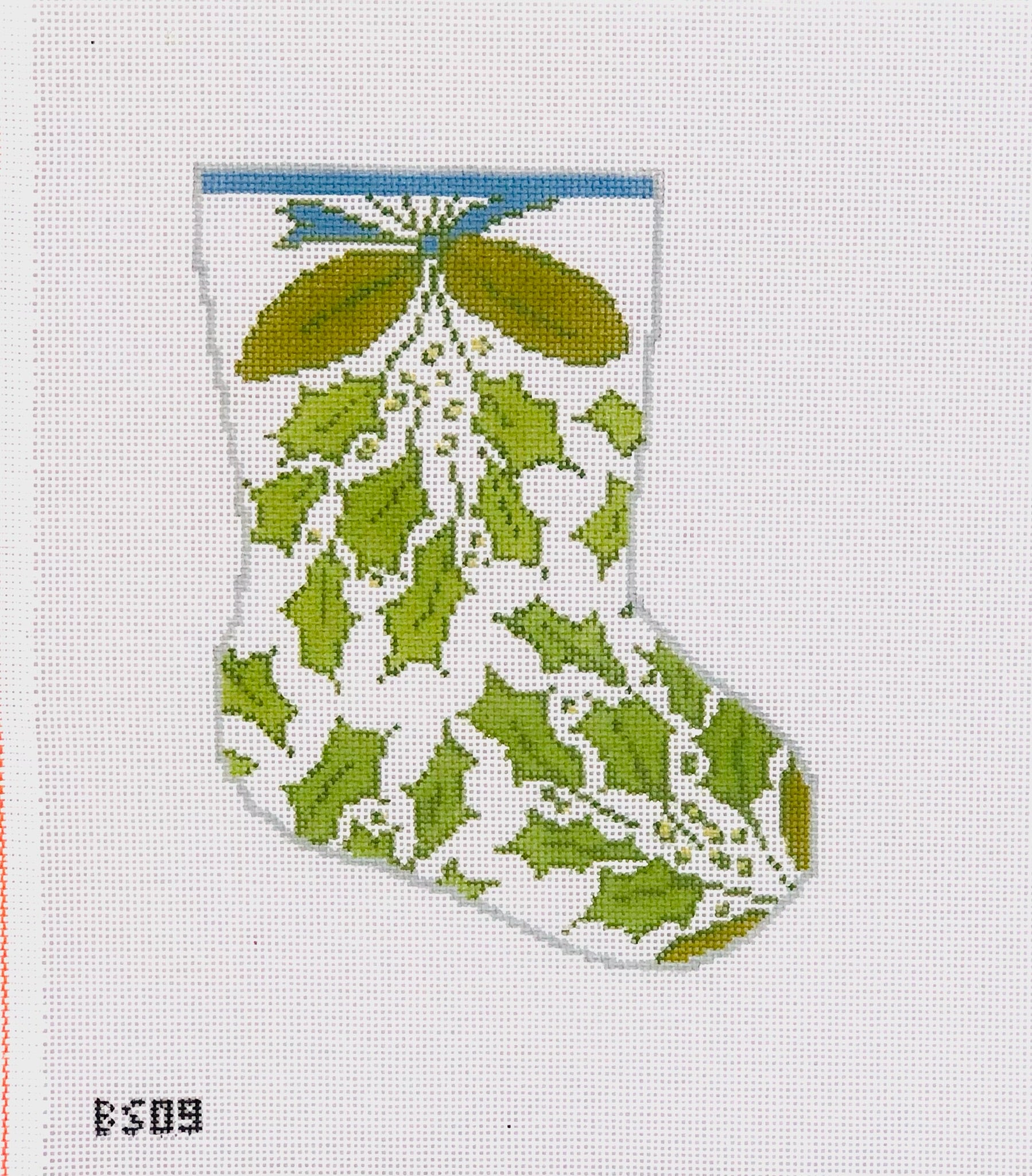 Deck the Halls Ornament Sized Stocking Canvas - KC Needlepoint