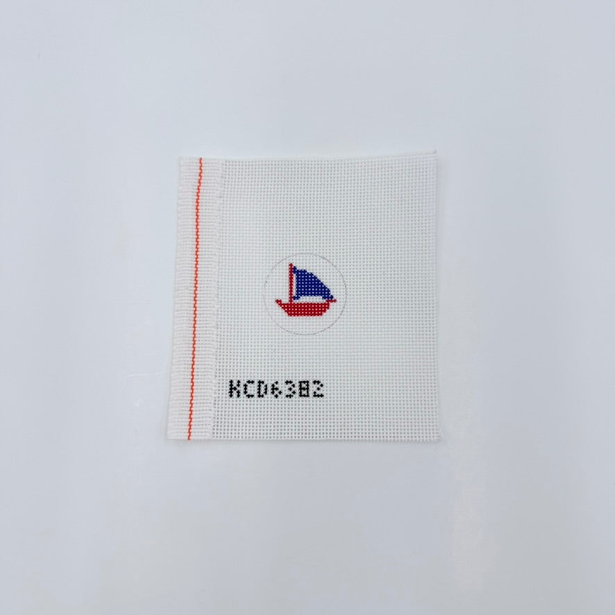 Sailboat Key Fob Insert Canvas - KC Needlepoint