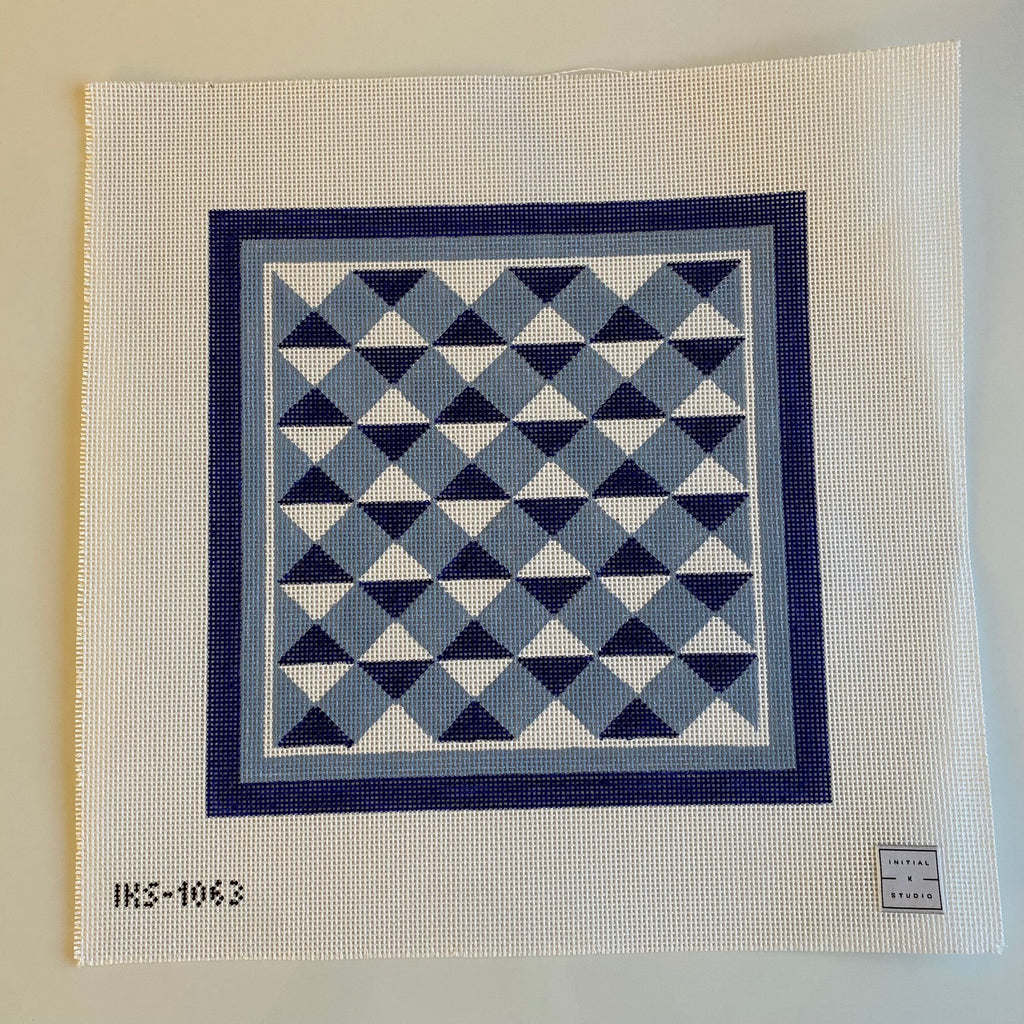 Blue Tile Pillow Canvas - KC Needlepoint