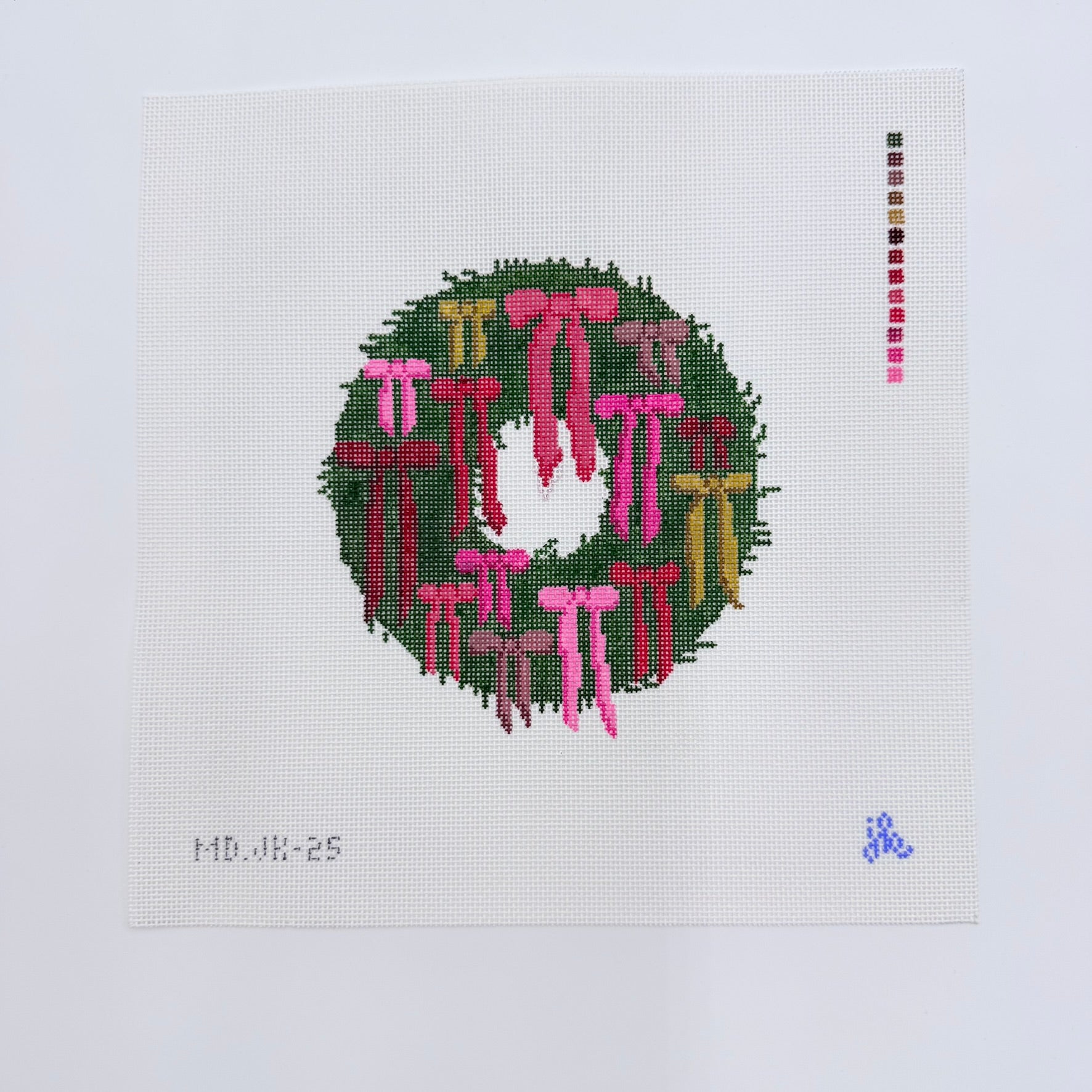 Bow Wreath Canvas - KC Needlepoint