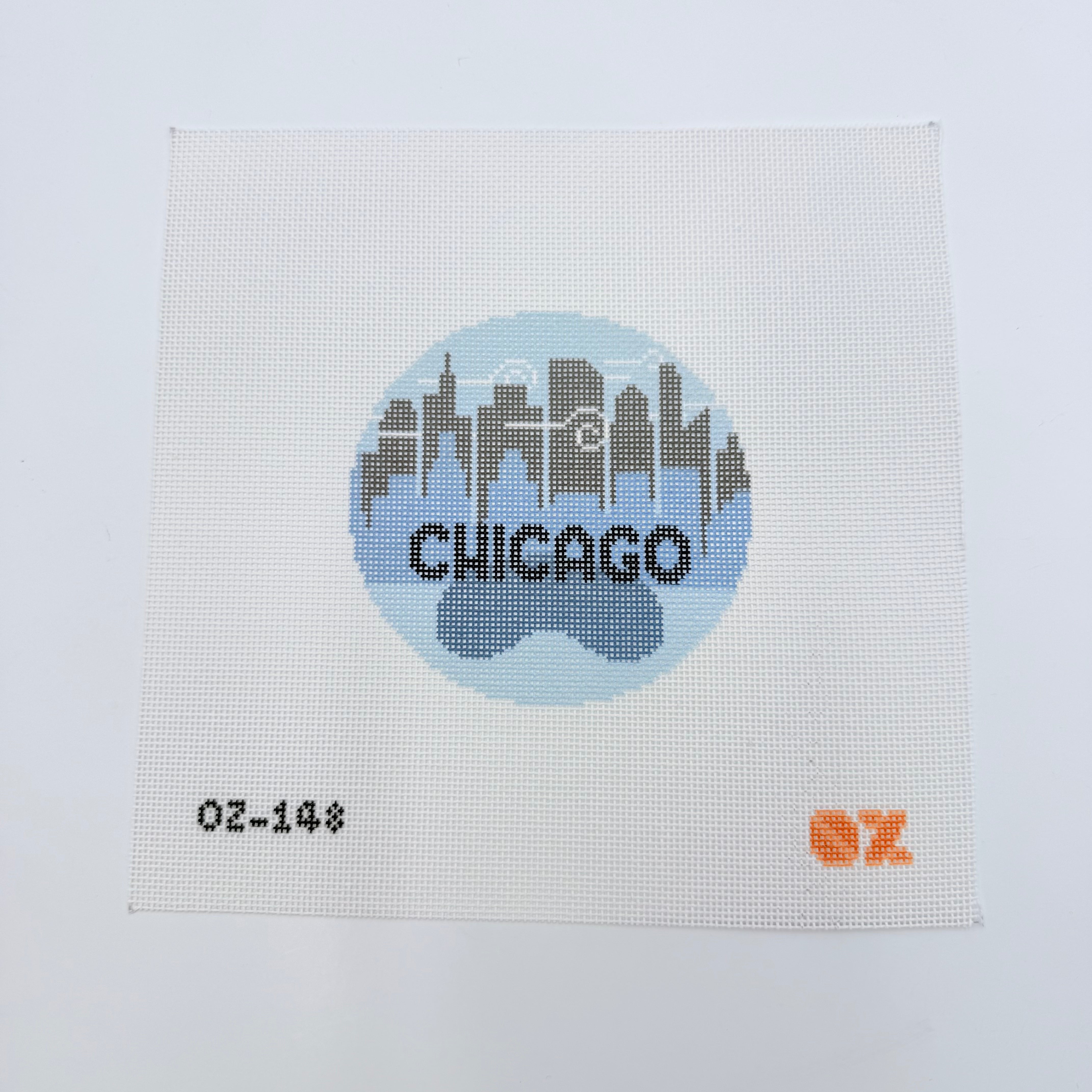 Chicago Retro Travel Round Canvas - KC Needlepoint