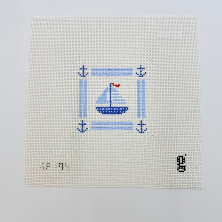 Sailboat Mini Sign Canvas - KC Needlepoint