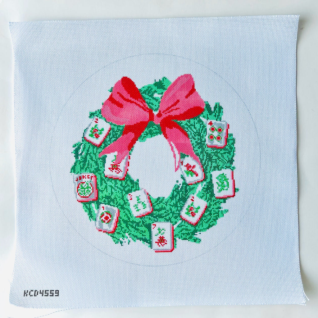 Merry Mahj Wreath Canvas - KC Needlepoint