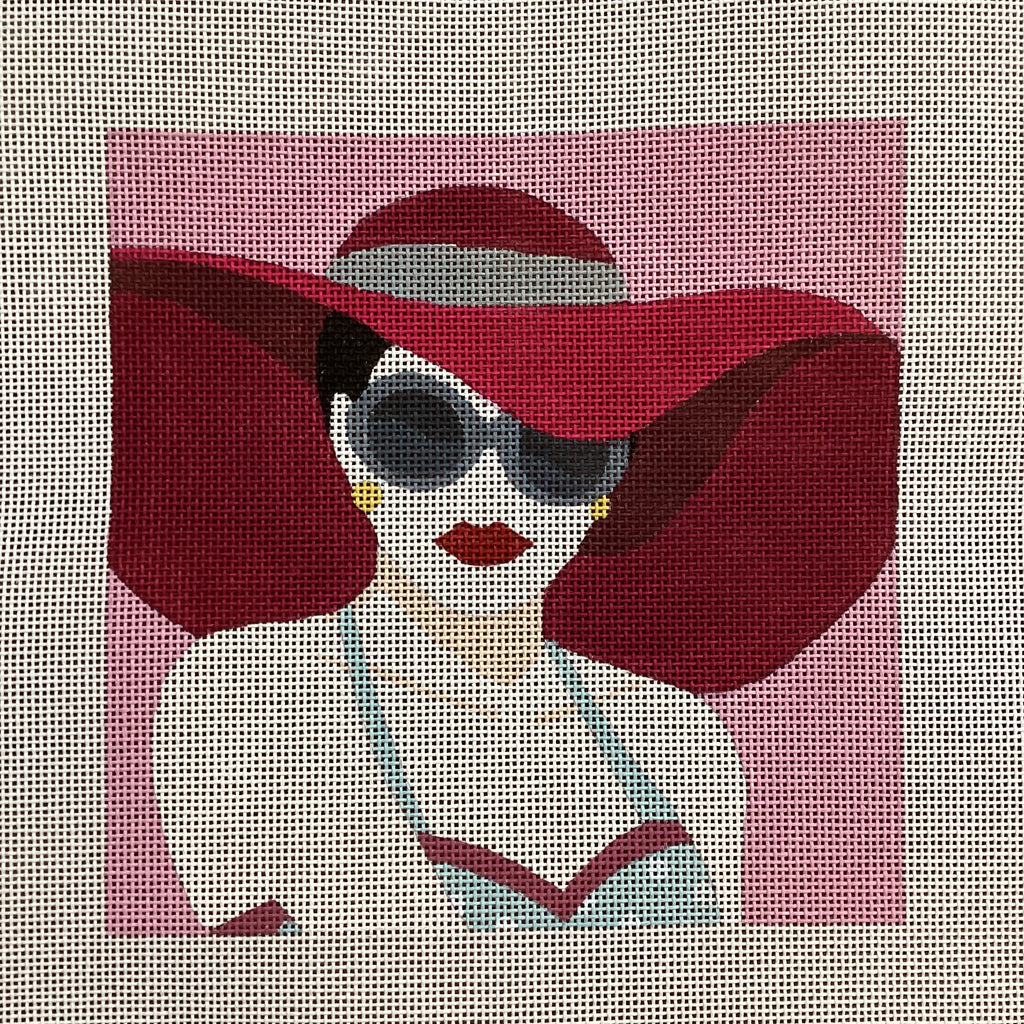 Femmes in Pink Hat Canvas - KC Needlepoint