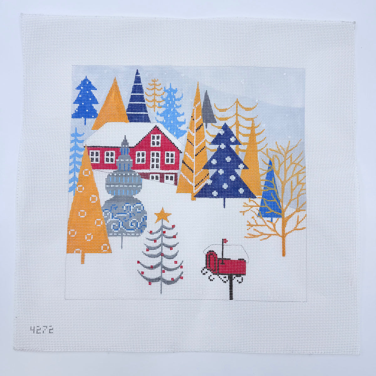 Blue and Gray Winter Scene II Canvas – KC Needlepoint
