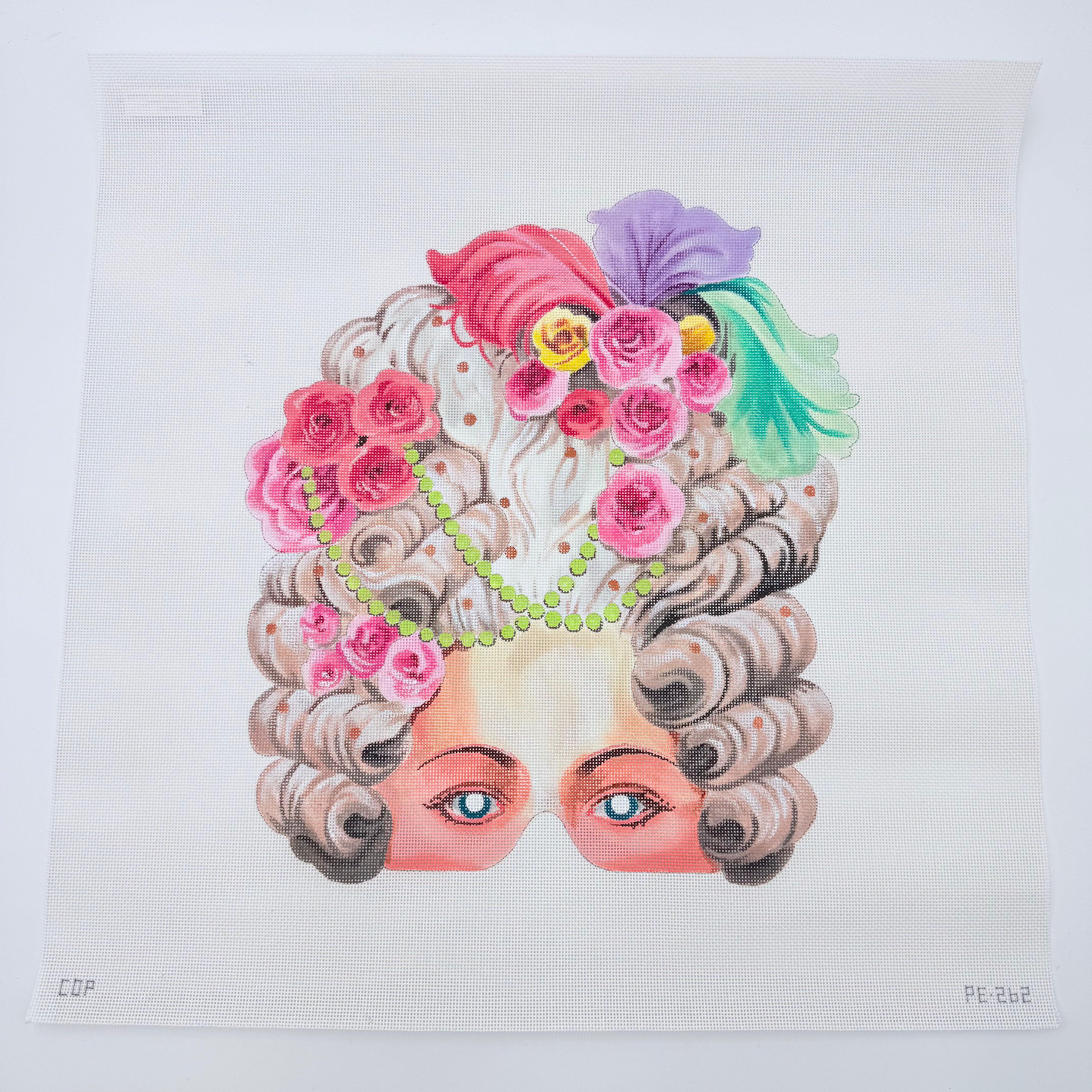 Renaissance Woman with Mask Canvas - KC Needlepoint