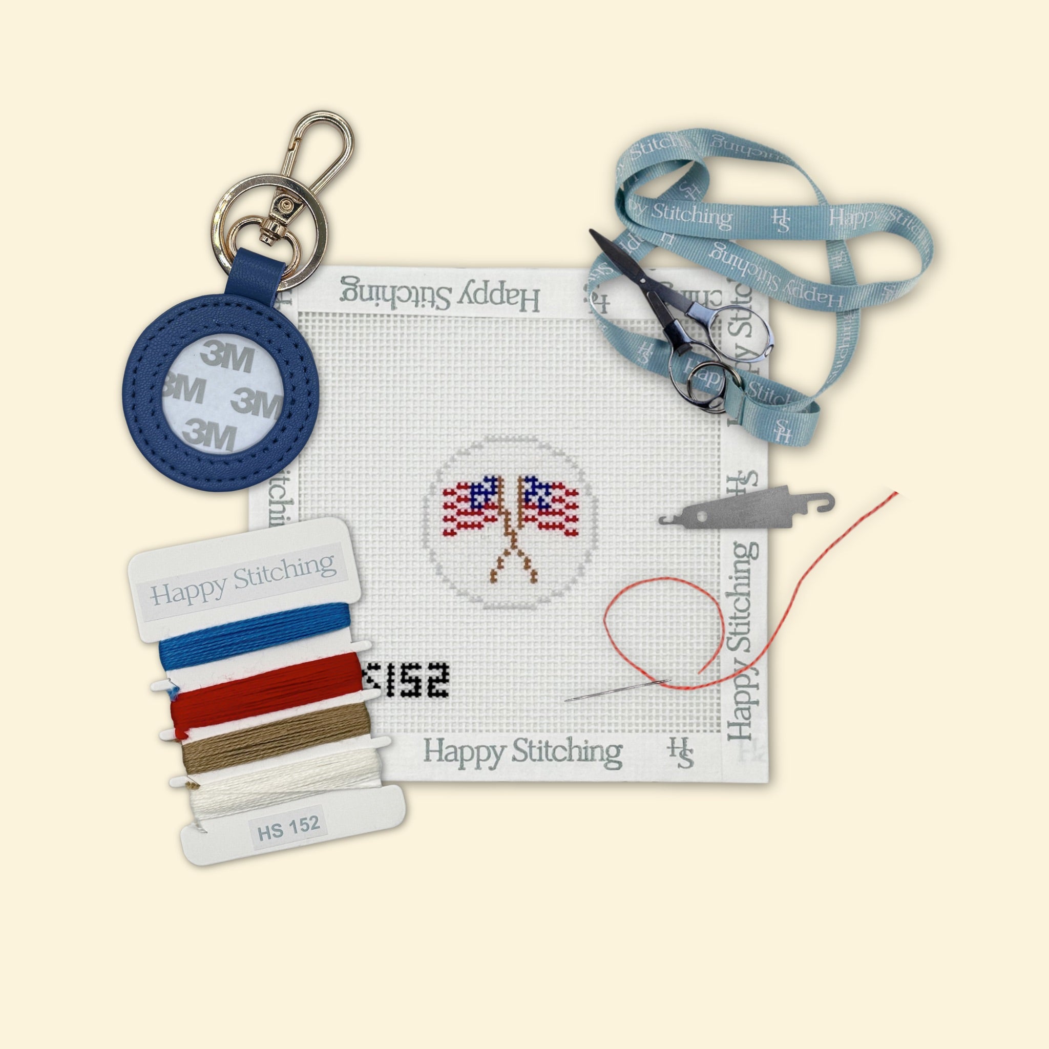 Two Flags Bag Tag/Key Fob Kit - KC Needlepoint
