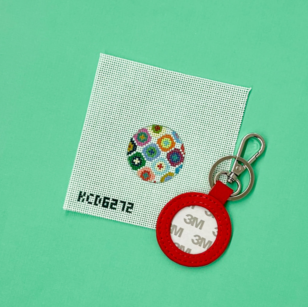 Multicolored Dots Key Fob Kit - KC Needlepoint