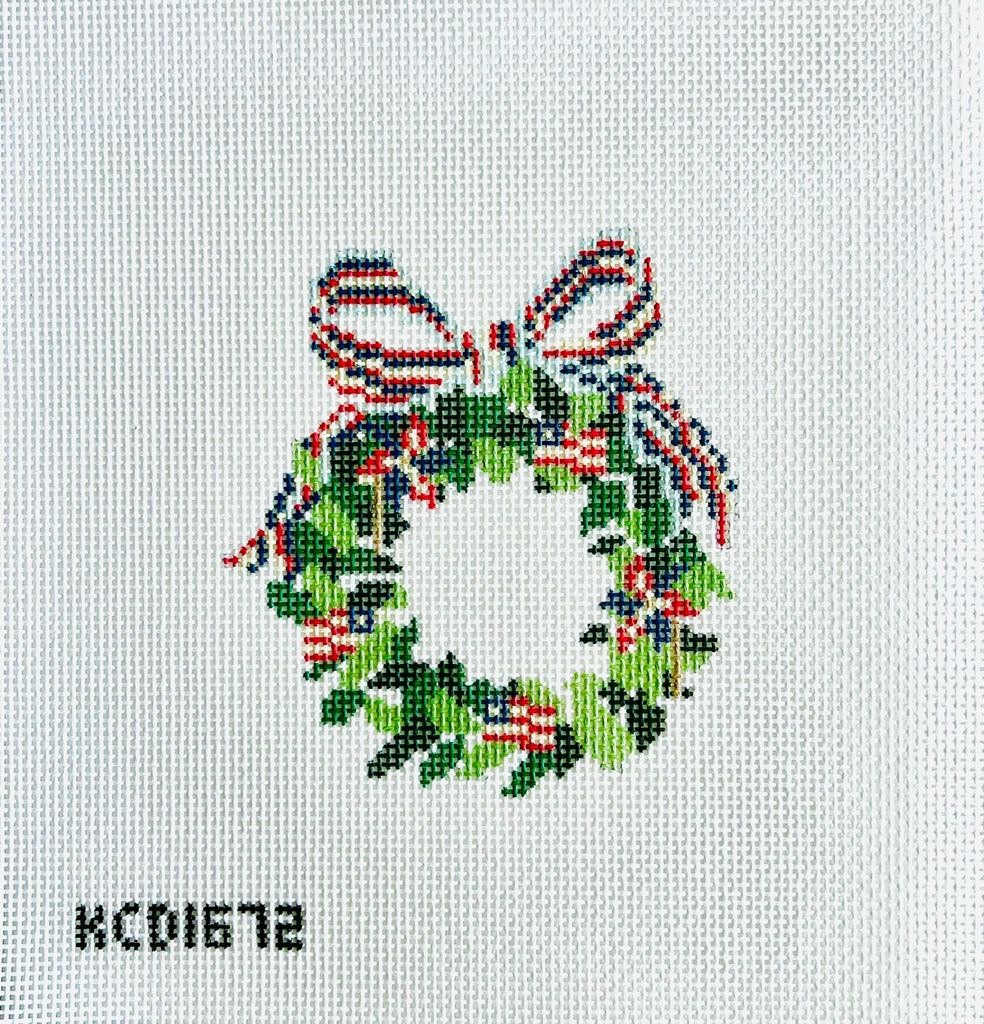 4th of July Wreath Canvas - KC Needlepoint