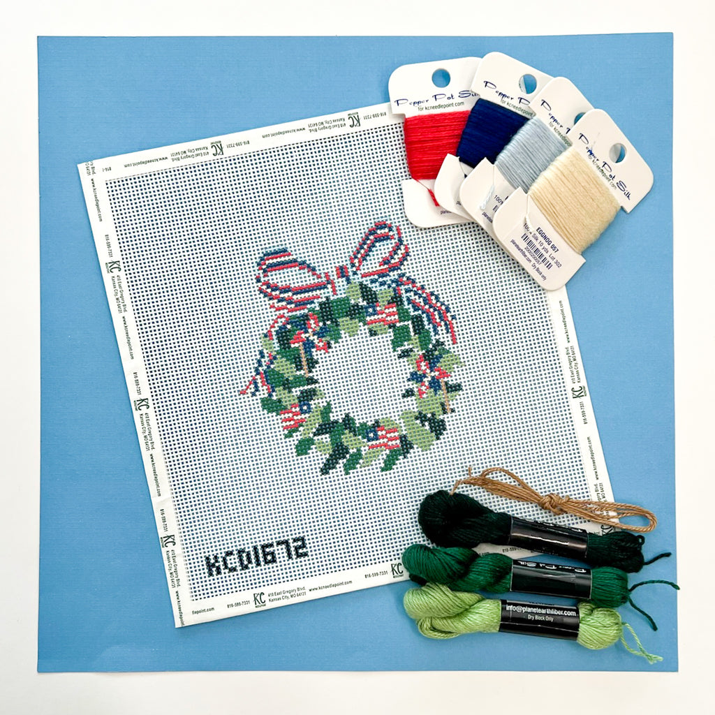 4th of July Wreath Kit - KC Needlepoint