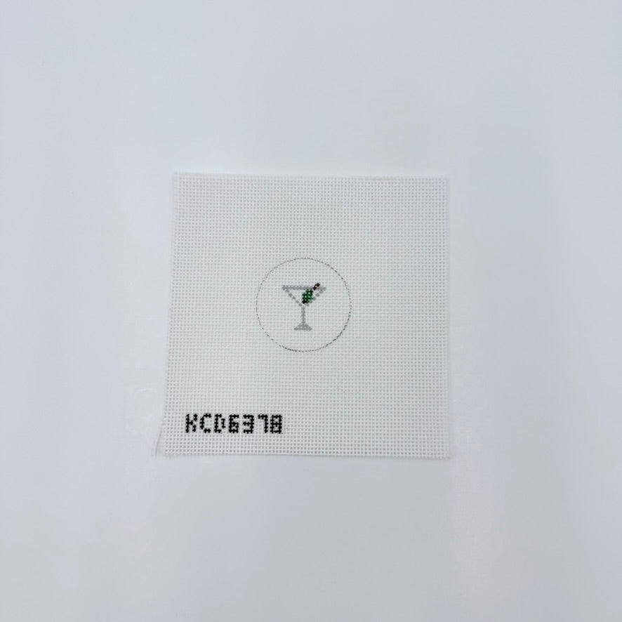 Martini Key Fob Insert Canvas - KC Needlepoint