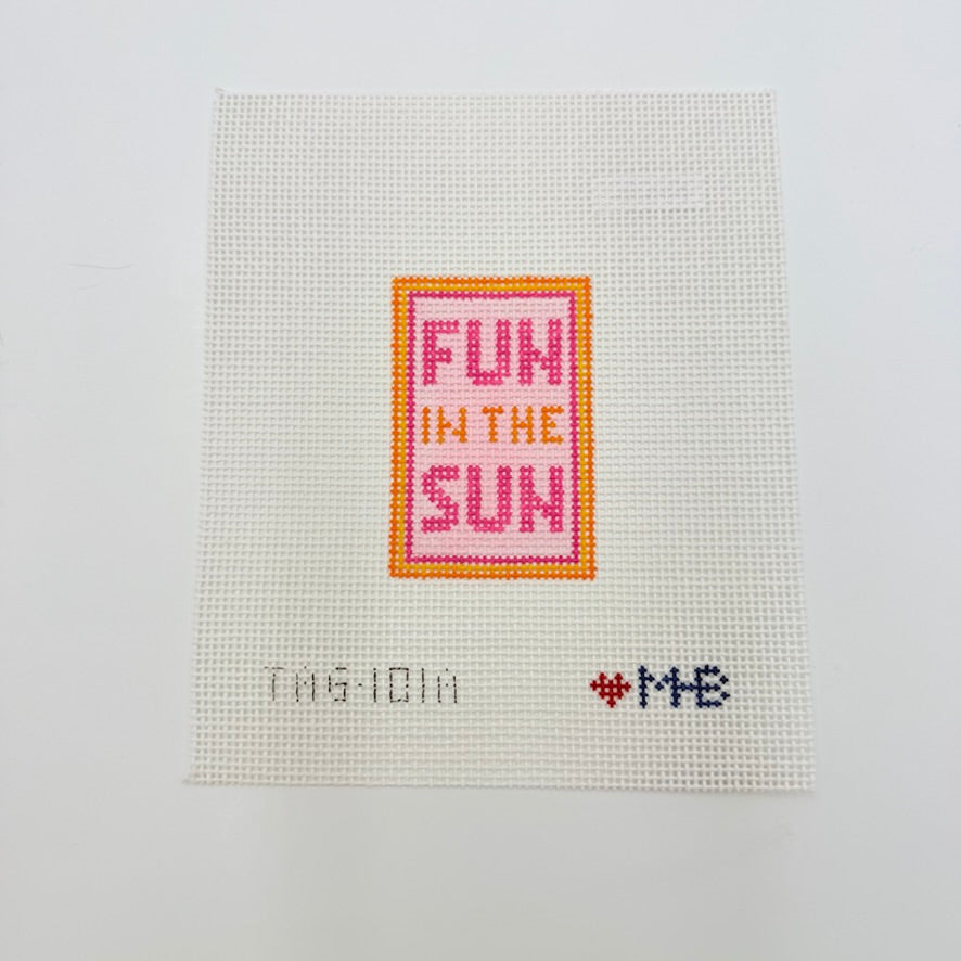 Pink Fun in the Sun Bag Tag Canvas - KC Needlepoint