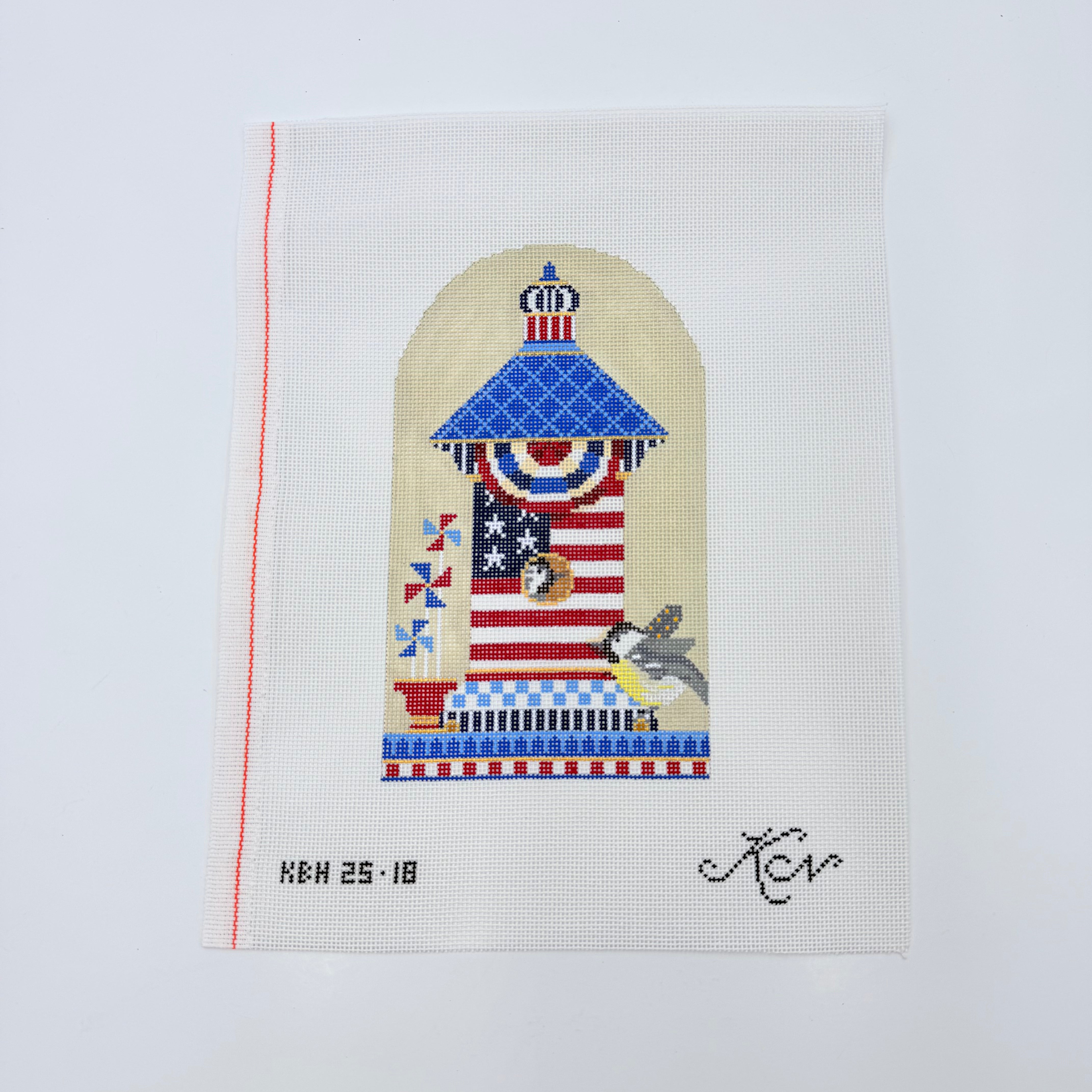 Chickadee Patriotic House Canvas - KC Needlepoint