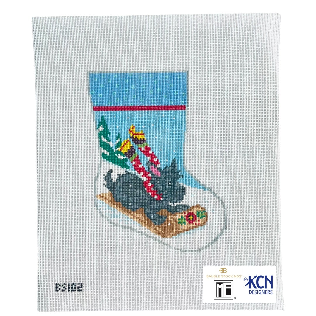 Scottie Ornament Sized Stocking Canvas - KC Needlepoint
