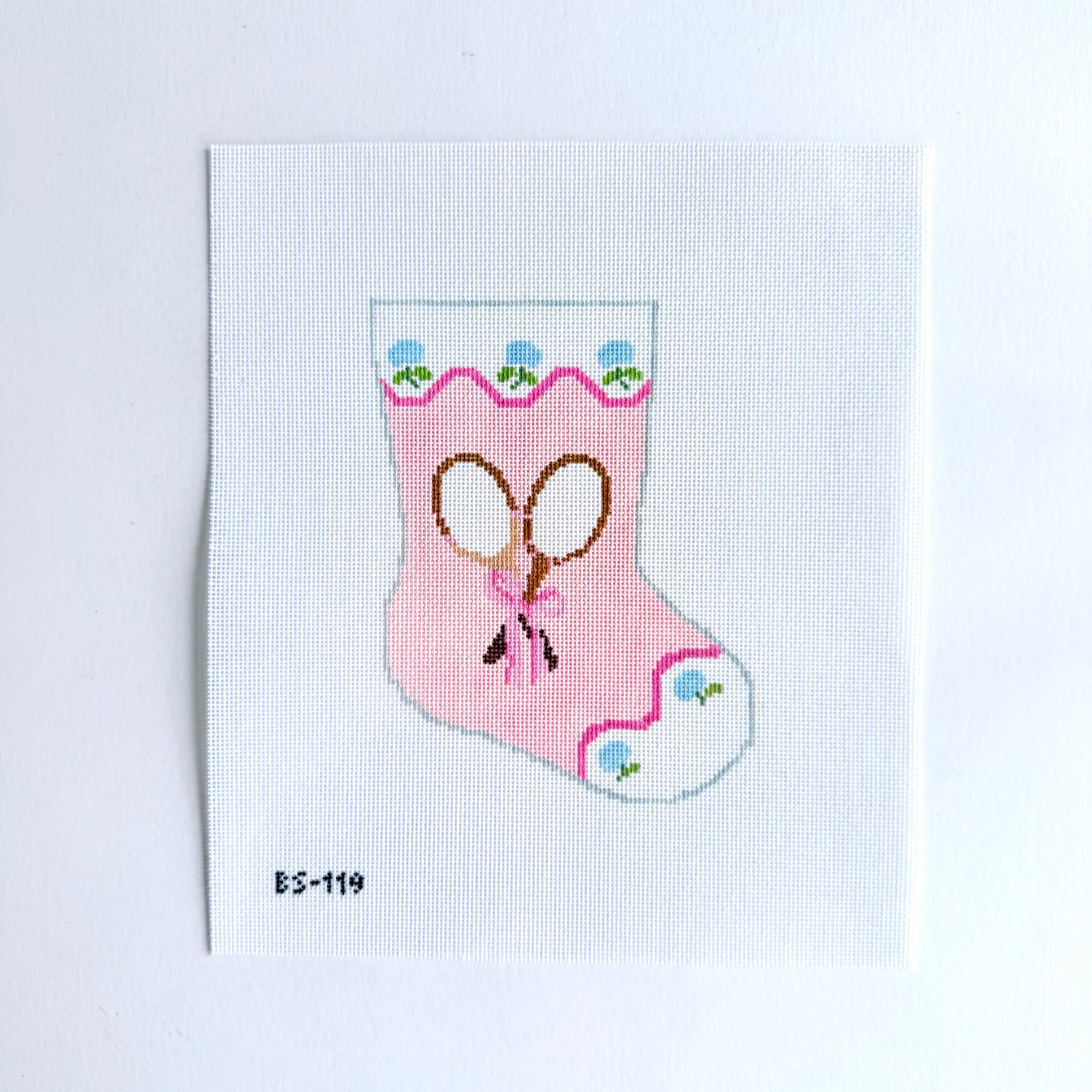 Ready to Rally in Pink Ornament Sized Stocking Canvas - KC Needlepoint