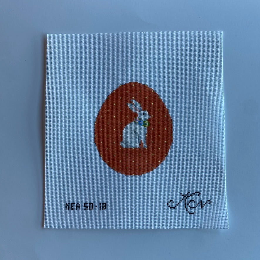 Orange Pin Dot Bunny Egg Canvas - KC Needlepoint