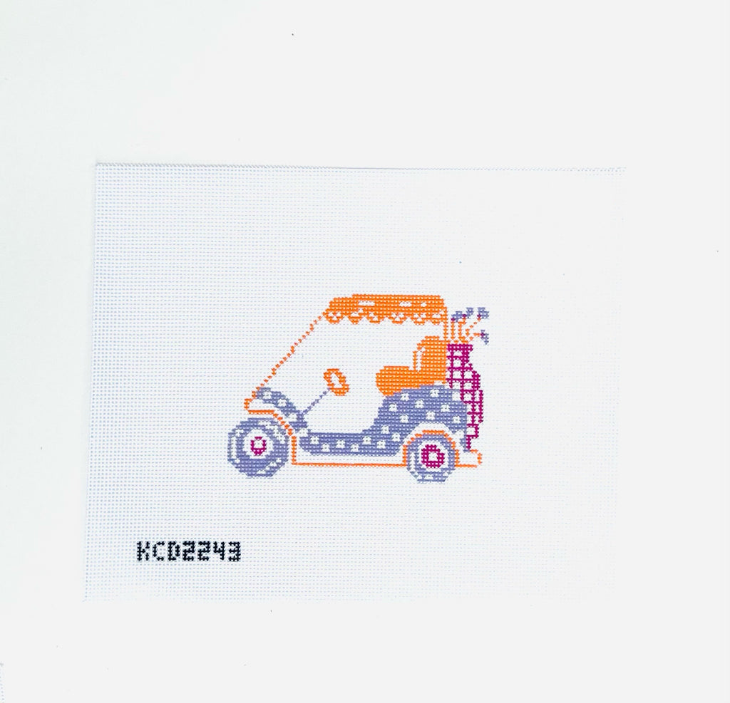 Lavender Golf Cart Canvas - KC Needlepoint