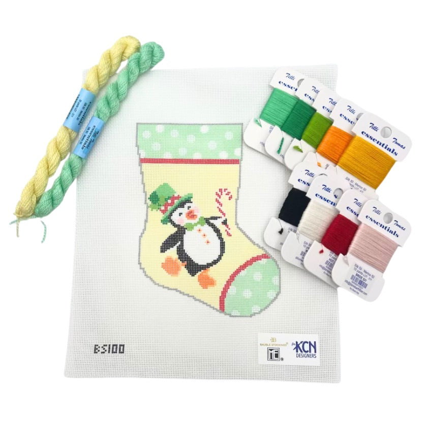 Penguin Ornament Sized Stocking Kit - KC Needlepoint