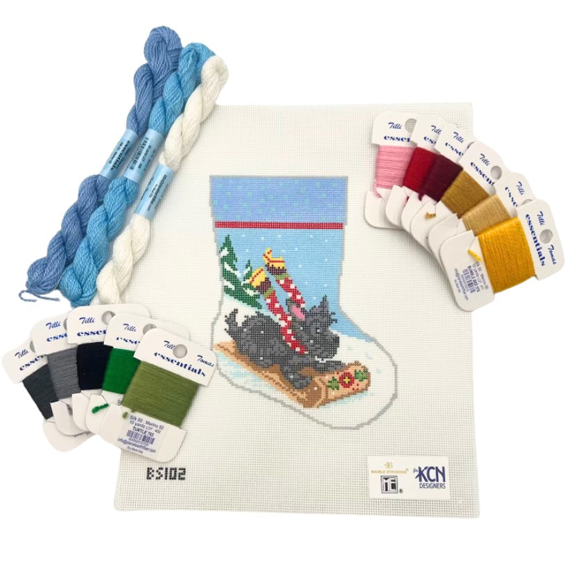 Scottie Ornament Sized Stocking Kit - KC Needlepoint