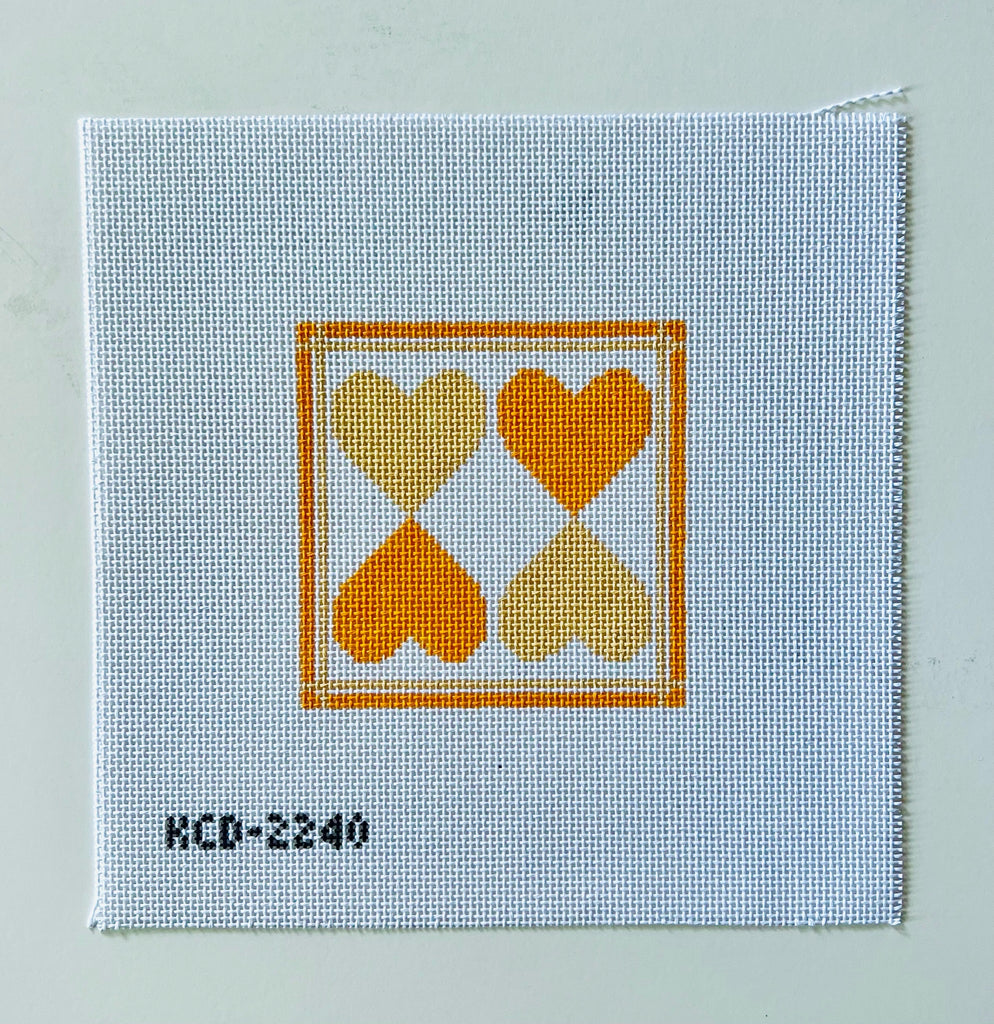 Yellow Hearts Canvas - KC Needlepoint