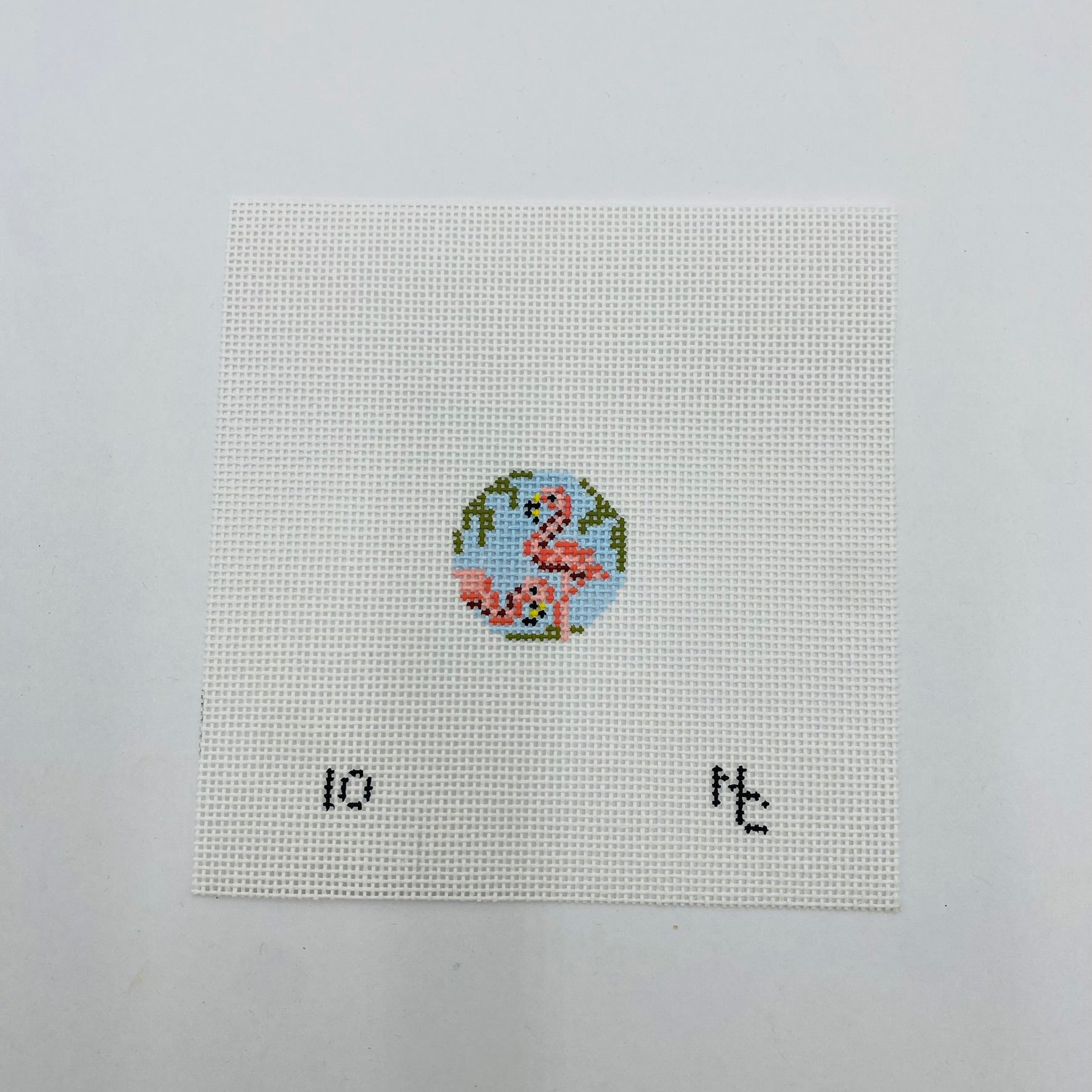 Flamingo Twins Key Fob Insert Canvas - KC Needlepoint