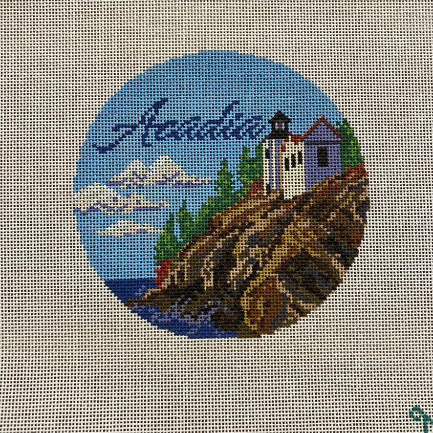 Acadia Travel Round Canvas - KC Needlepoint