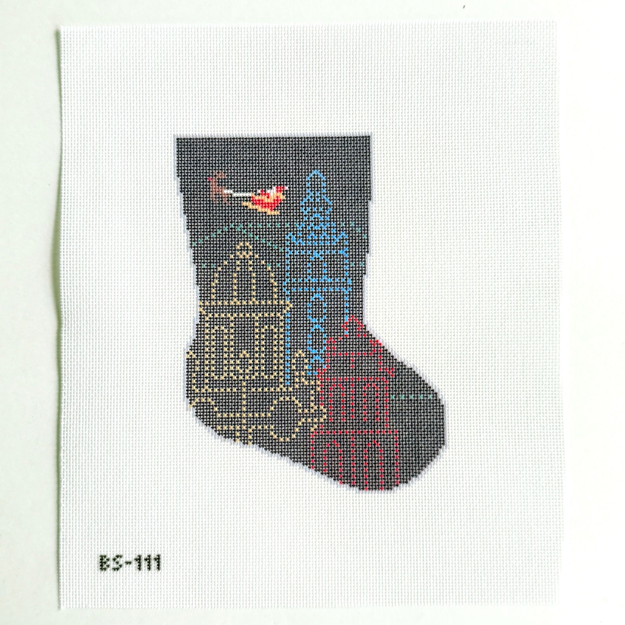 Santa's Plaza Delight Ornament Sized Stocking Canvas - KC Needlepoint