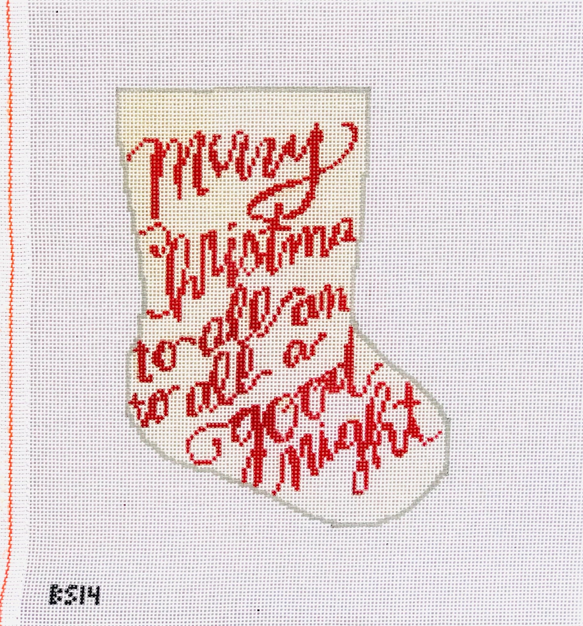 Merry Christmas Ornament Sized Stocking Canvas - KC Needlepoint