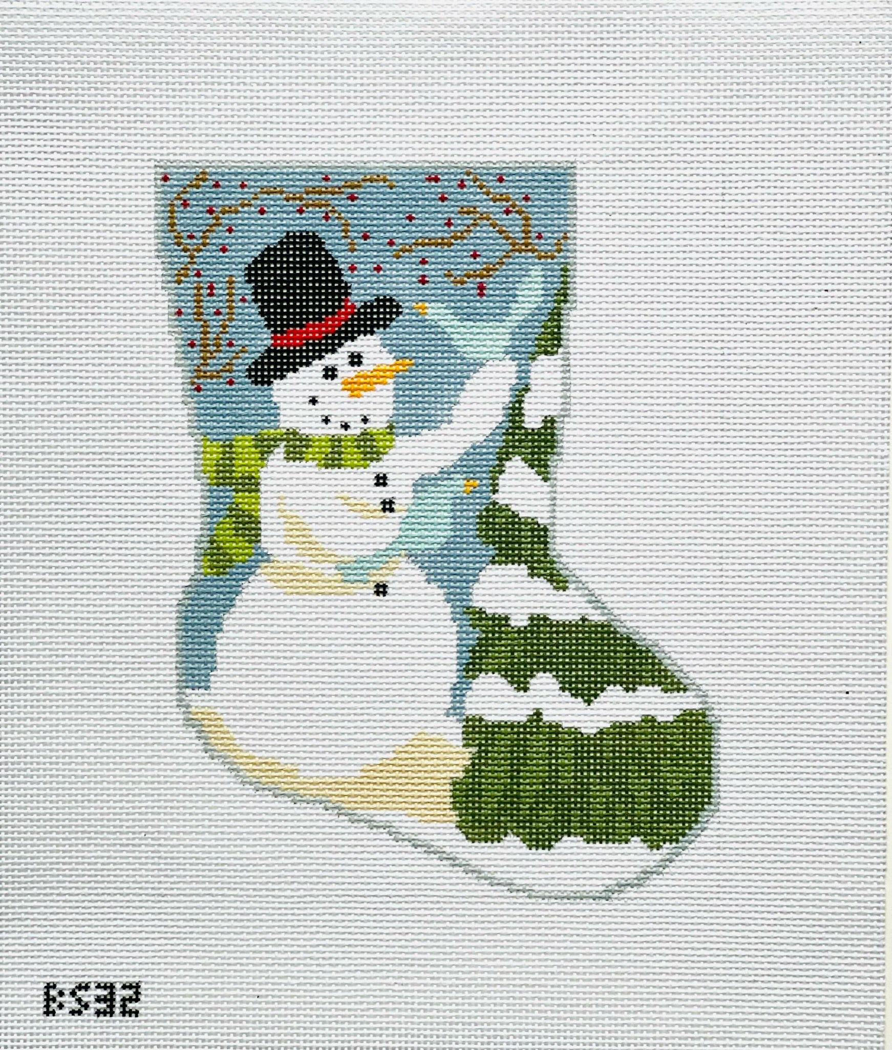 Frosty Ornament Sized Stocking Canvas - KC Needlepoint