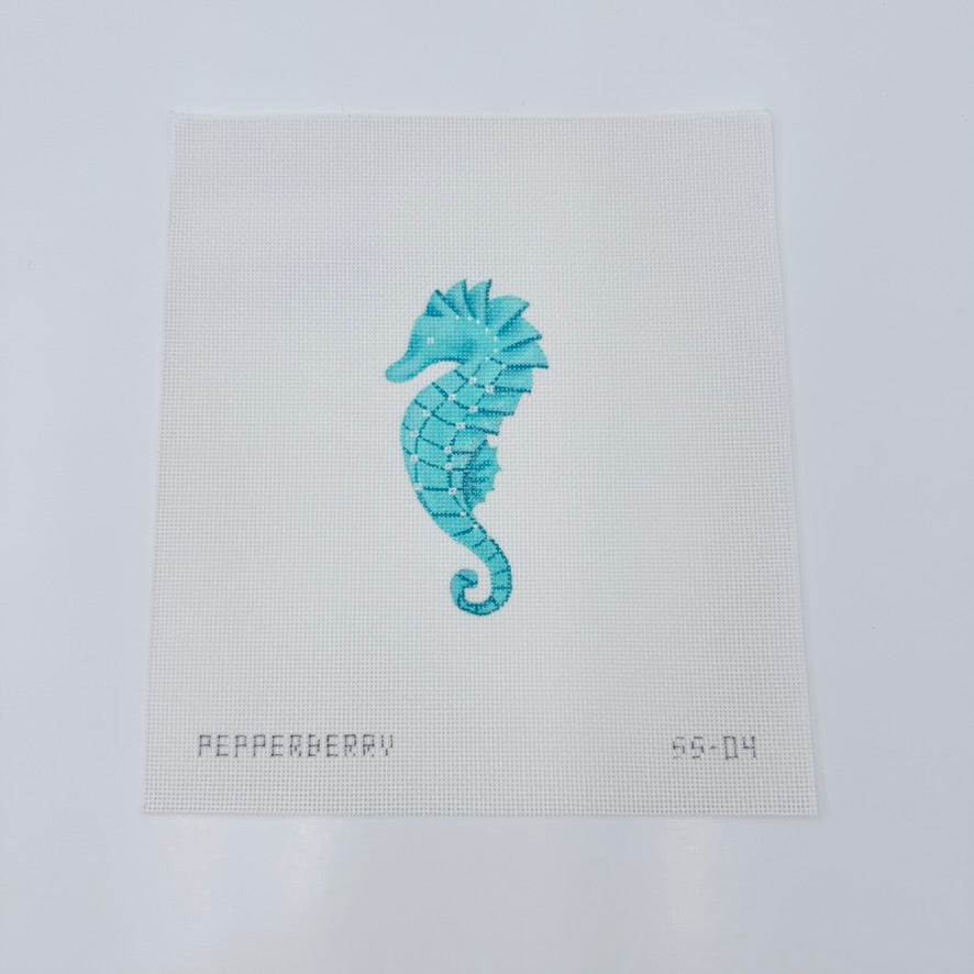 Turquoise Seahorse Canvas - KC Needlepoint