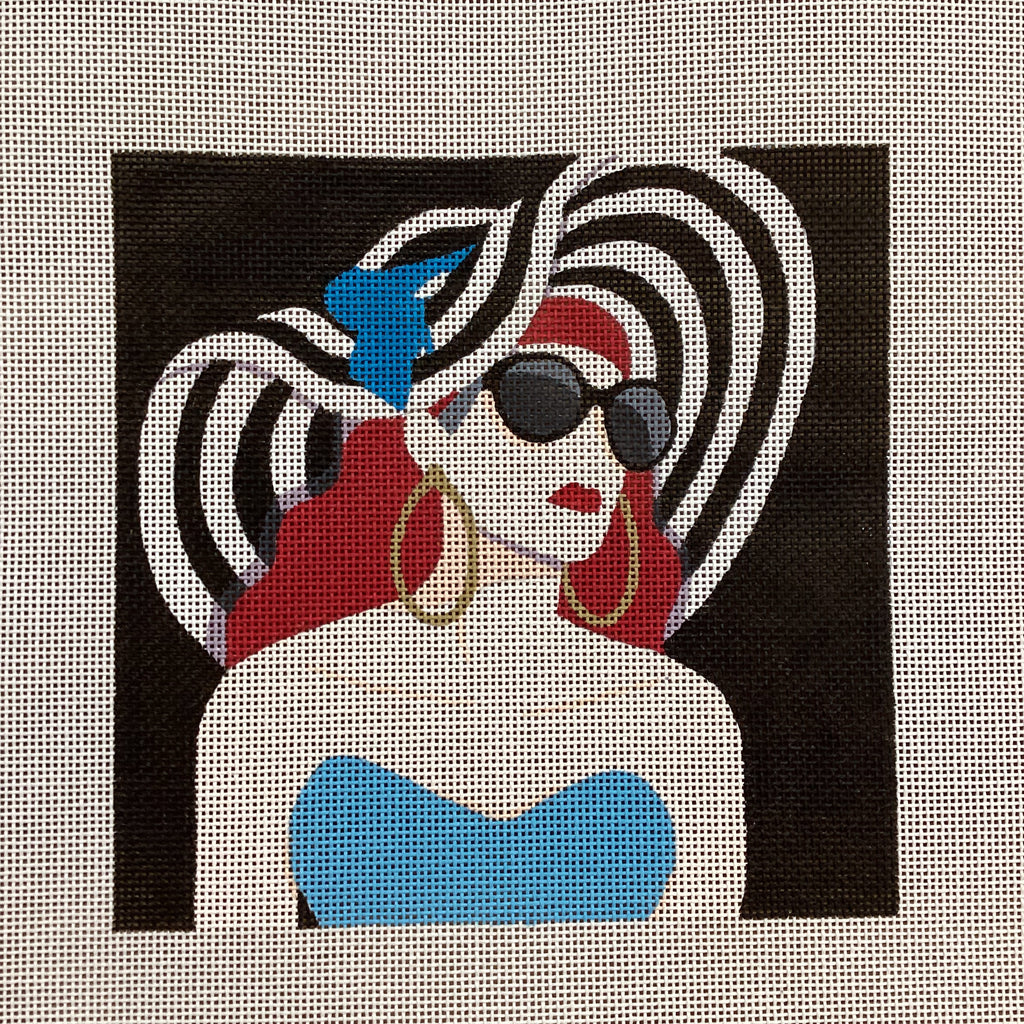 Femmes In Black and White Hat Canvas - KC Needlepoint