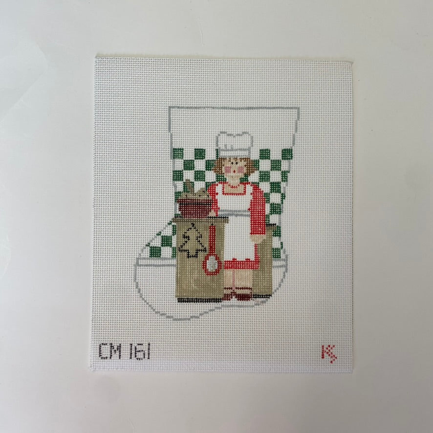 Mrs. Claus Chef Mini Sock Canvas - KC Needlepoint