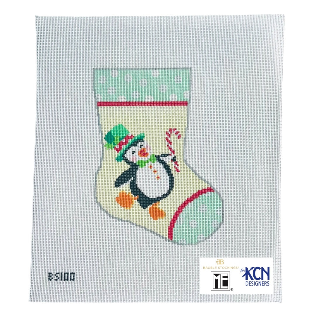 Penguin Ornament Sized Stocking Canvas - KC Needlepoint